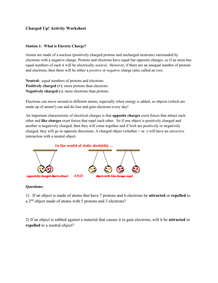 Charged Up Student Worksheet