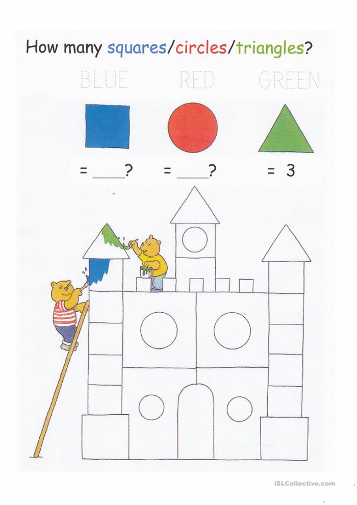 Colors  Shapes  Counting To   And Letter Tracing Worksheet