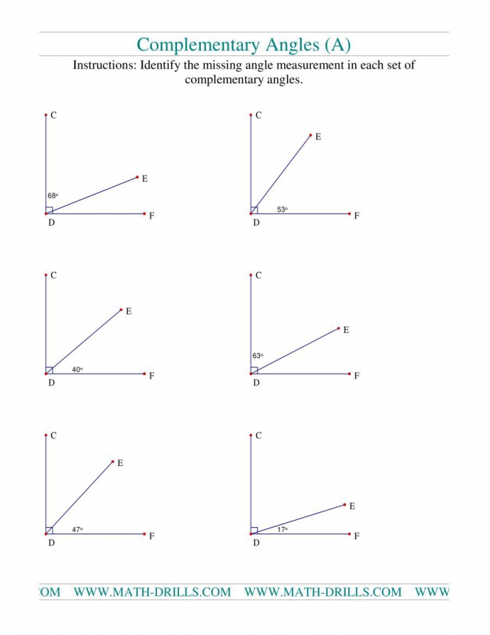 Complementary Angles A