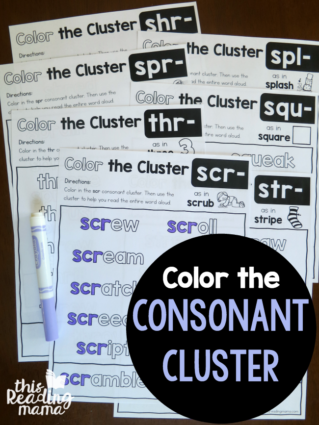Consonant Clusters Worksheets Color The Cluster