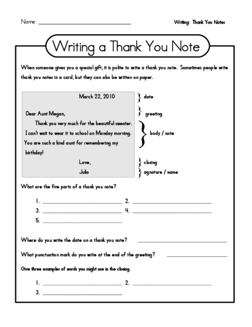 Create A Thank You Note With The Help Of This Free Worksheet