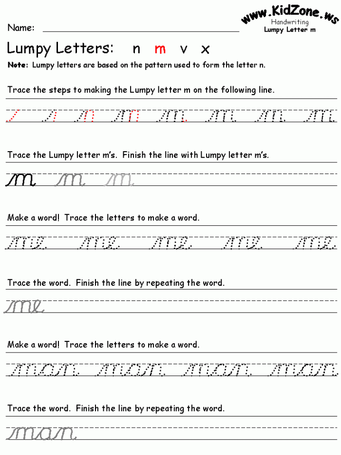 Cursive Writing Worksheets