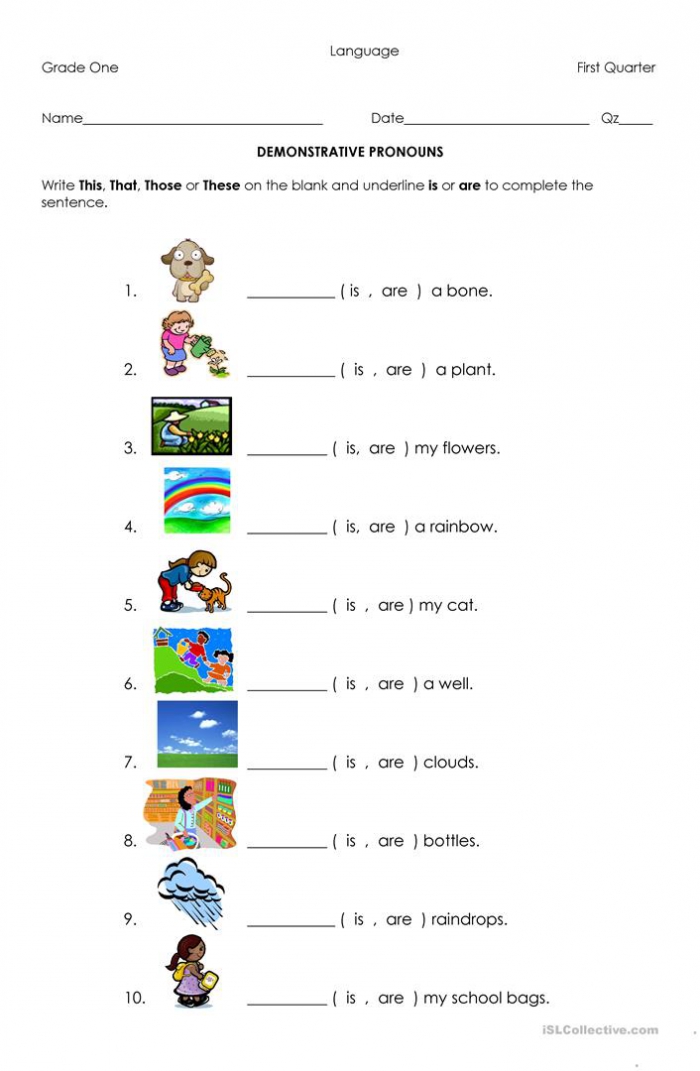 Demonstrative And Interrogati Pronouns Practice Worksheets For Elementary