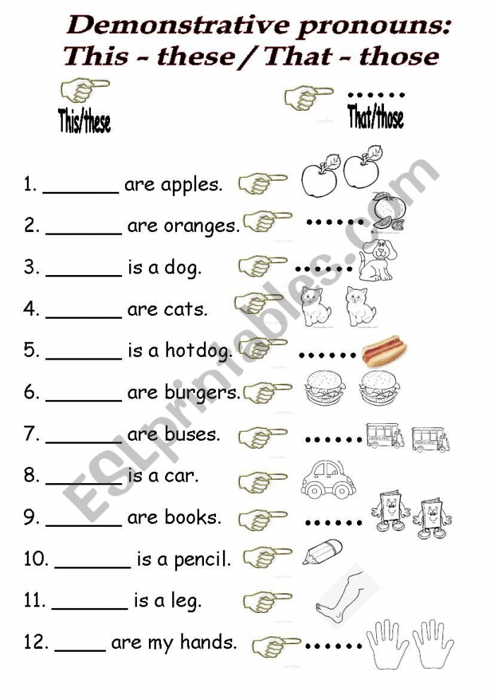 Demonstrative And Interrogat Pronouns Practice Worksheets For Elementary