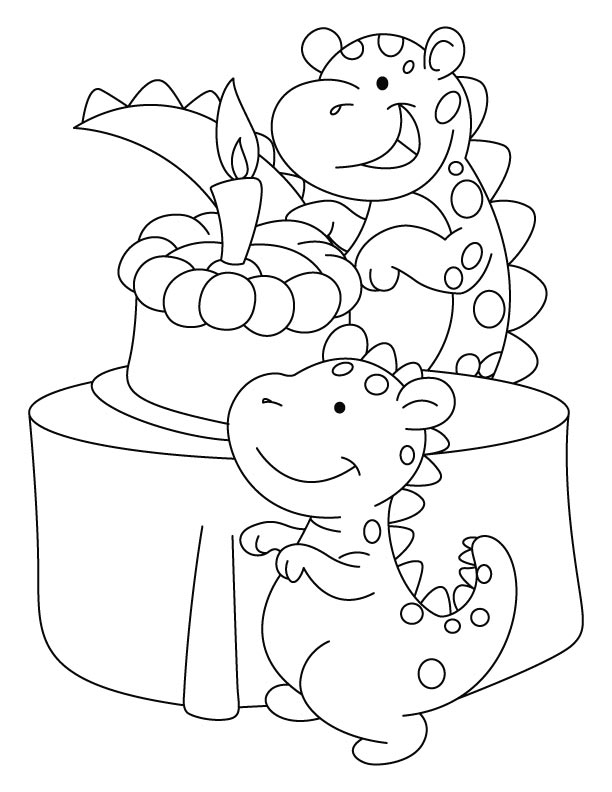 Dinosaur Celebrating His Birthday Coloring Pages