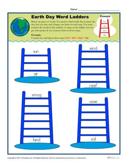 Earth Day Word Ladders Worksheet Activity