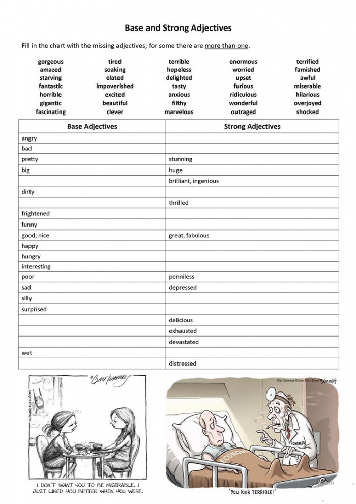 English Esl Strong Adjectives Worksheets
