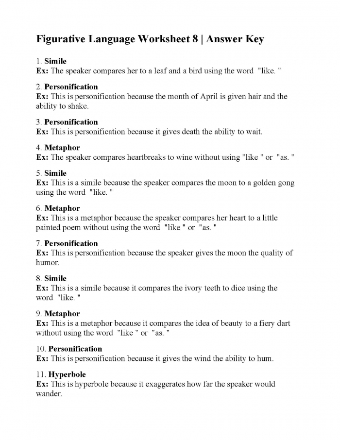 What Is Figurative Language Worksheets 99Worksheets