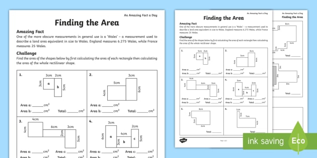 Finding The Area Ks Worksheet Teacher Made