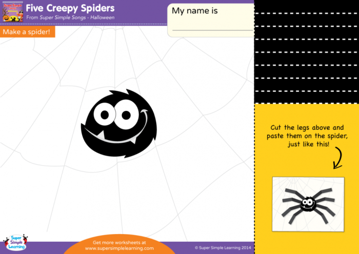 Five Creepy Spiders Worksheet