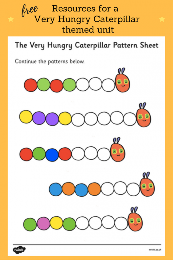 Free Very Hungry Caterpillar Color Pattern Sheet Find Lots Of