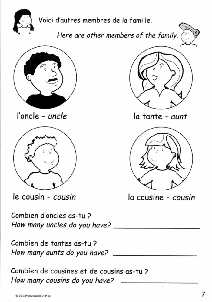 French Family Printable