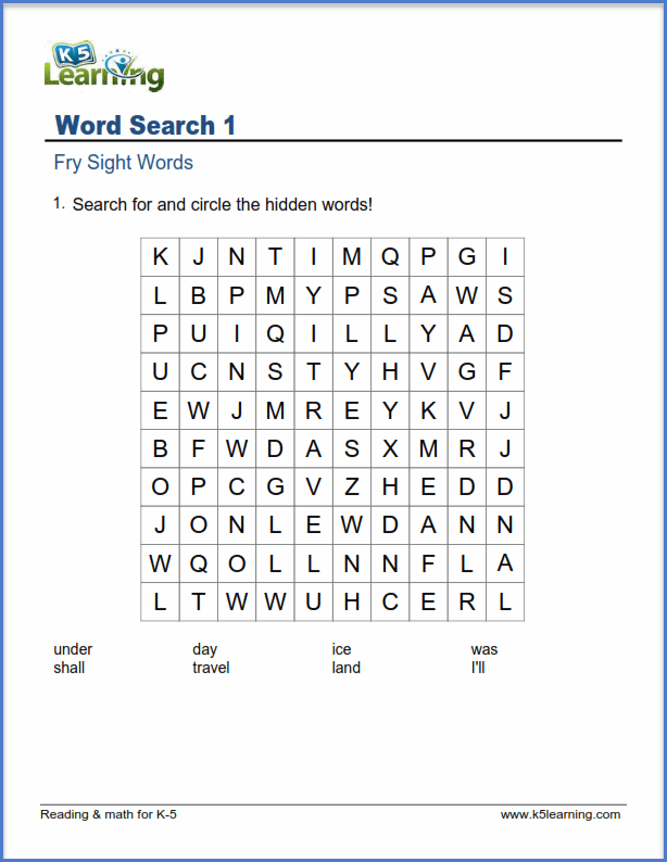 Fry Word Search