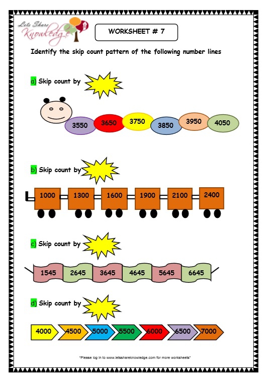 Grade  Maths Worksheets  Digit Numbers  Skip Counting