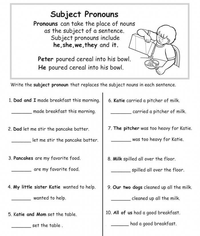 Grammar Basics Subject Pronouns Worksheets
