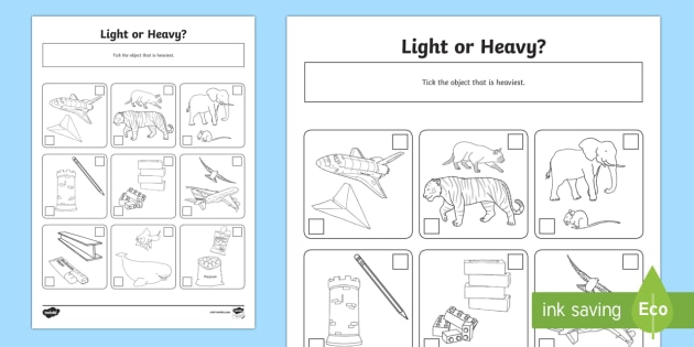 Heavy Or Light Worksheet  Worksheet Teacher Made