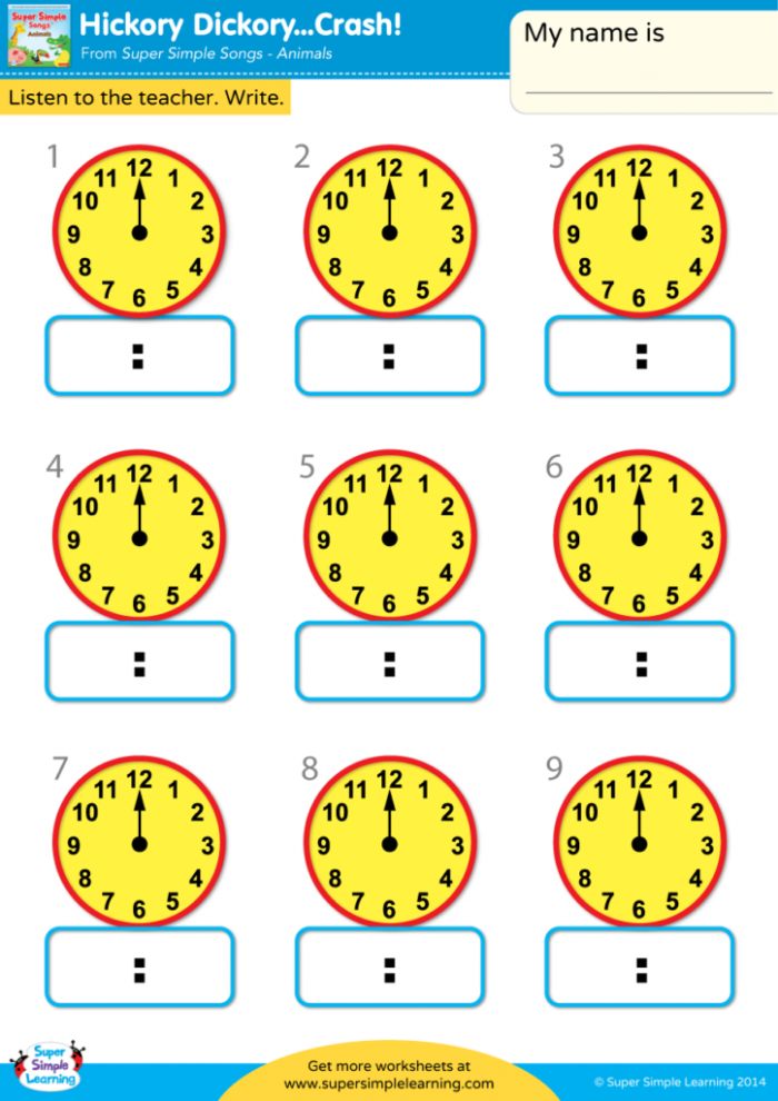 Hickory Dickorycrash Worksheet