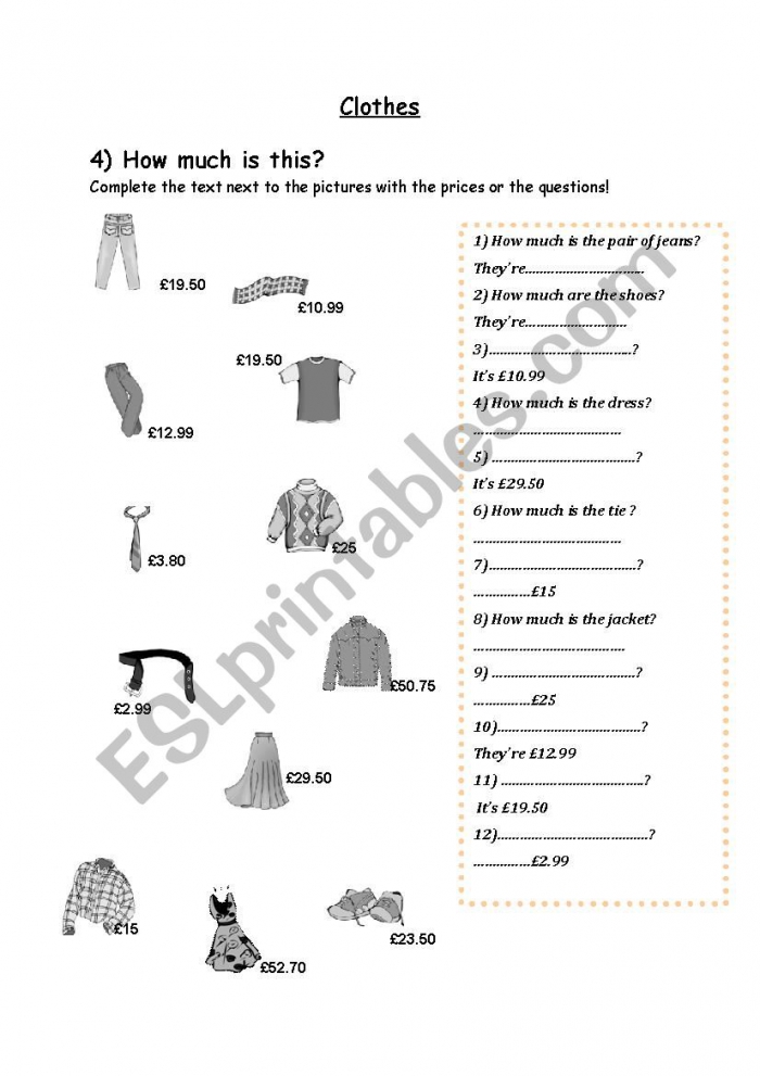 How Much Does It Cost? #1 Worksheets  99Worksheets