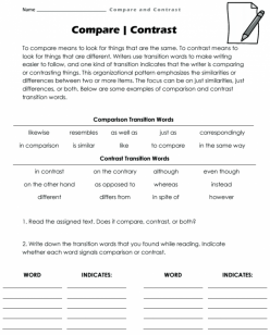 Transition Words For Comparing And Contrasting