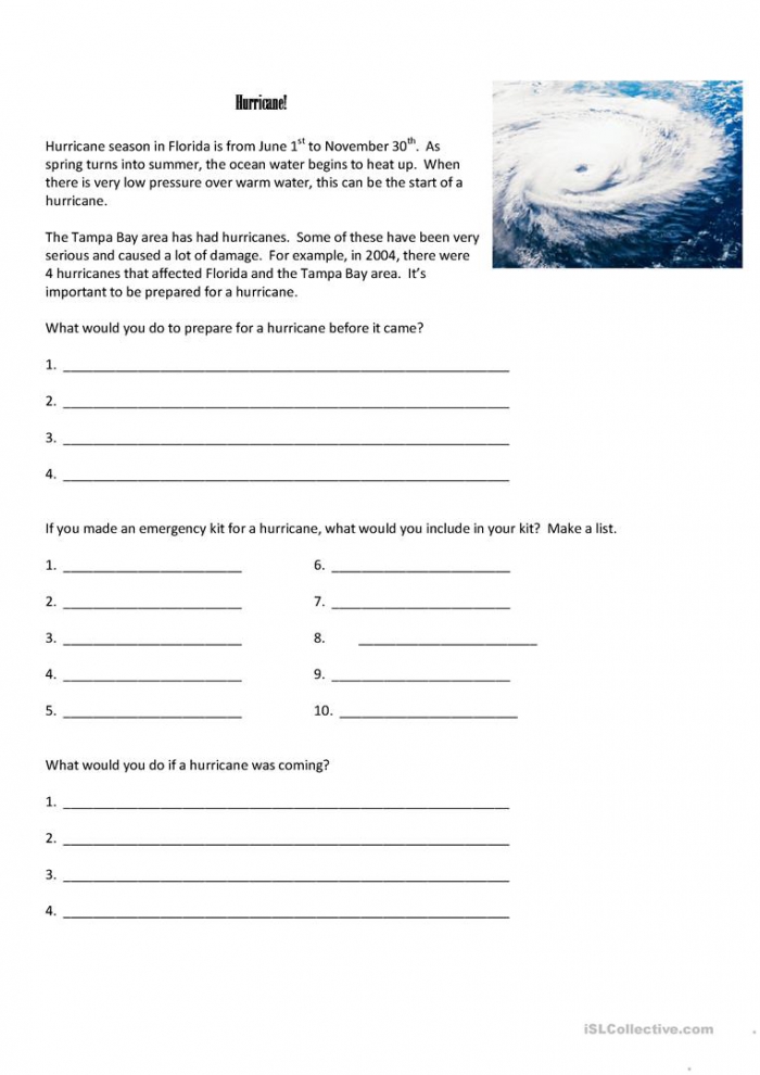 Learn About Hurricanes Worksheets | 99Worksheets