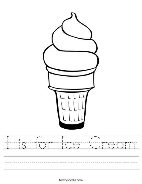I Is For Ice Cream Worksheet From Twistynoodlecom