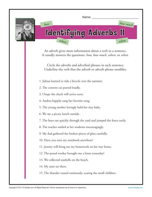 Identifying Adverbs Ii