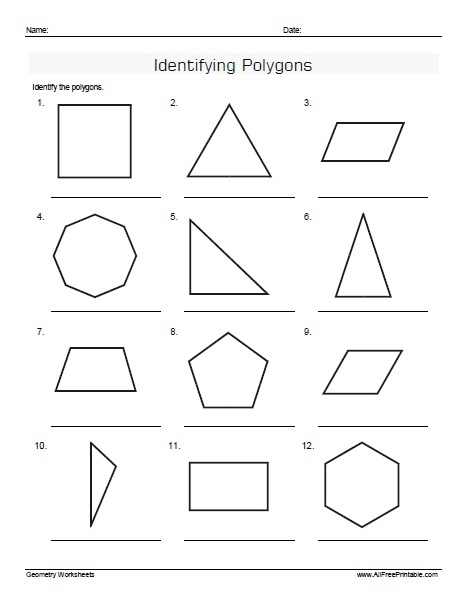 Identifying Polygons Worksheets