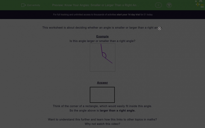 Know Your Angles Smaller Or Larger Than A Right Angle Worksheet