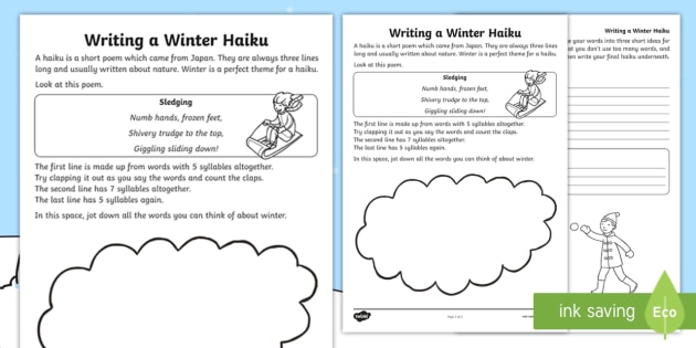 Ks Writing Your Own Winter Haiku Worksheet  Worksheet