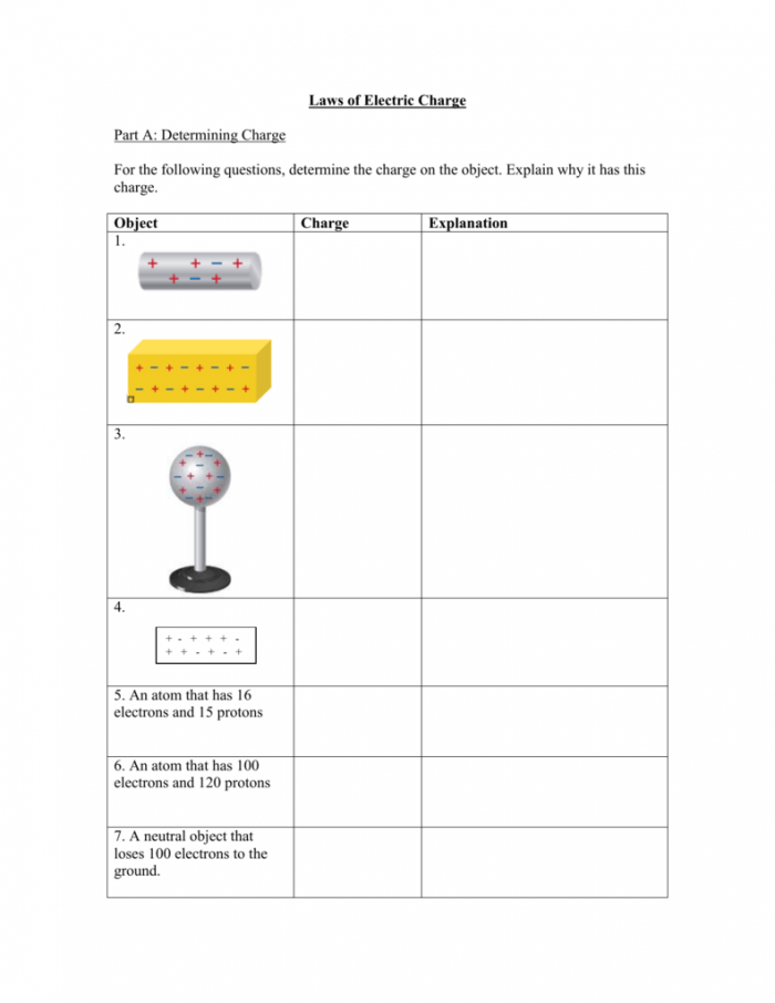 Laws Of Electric Charge Worksheet