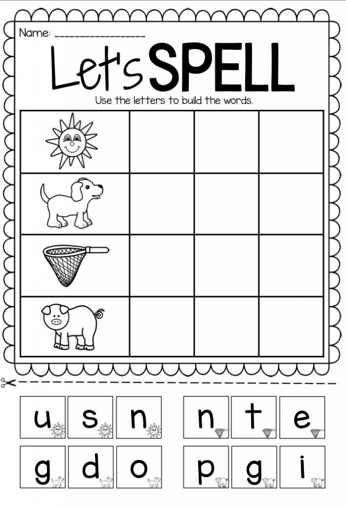 Easy Spelling Worksheets For Kindergarten Printable Kindergarten 
