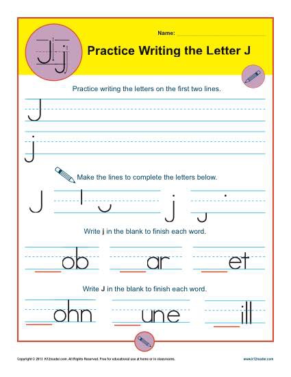 Letter J Worksheets