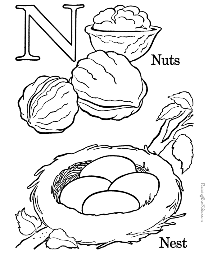 Letter N Preschool Coloring Pages