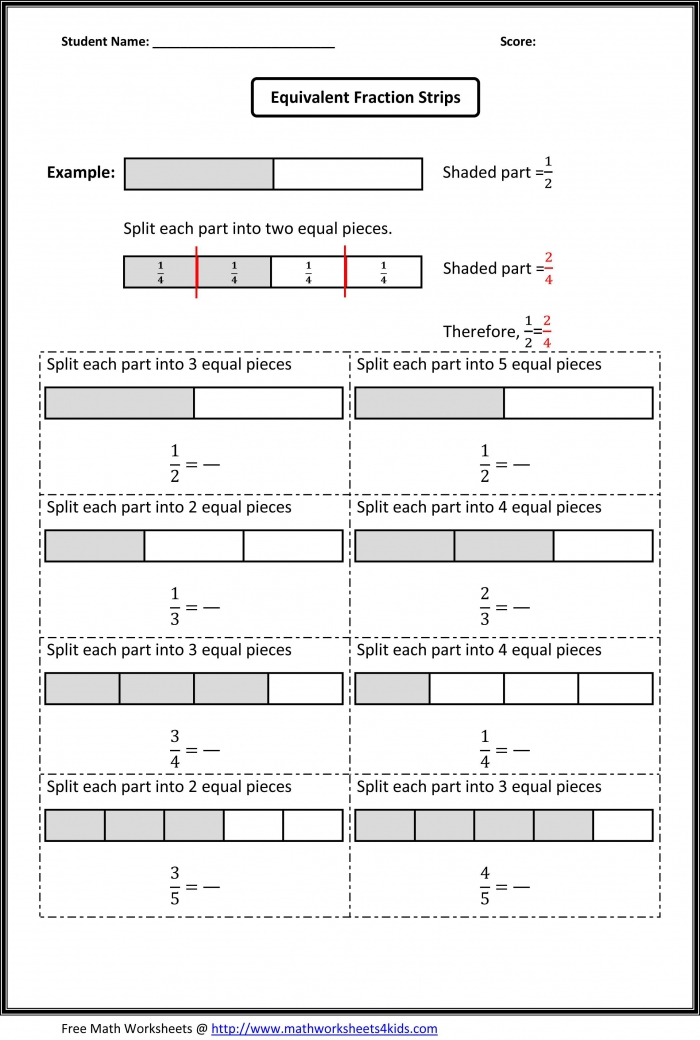 Lots Of Creative Worksheets To Practice Equivalent Fractions