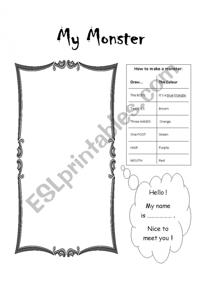 Make Your Own Monster Worksheets | 99Worksheets