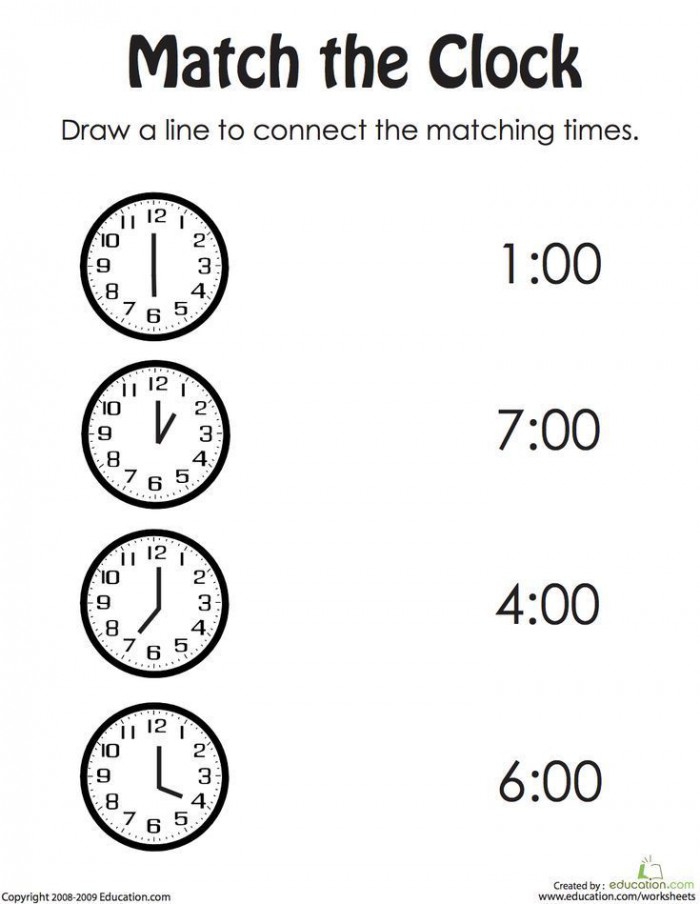 Match The Clock Ii Worksheets