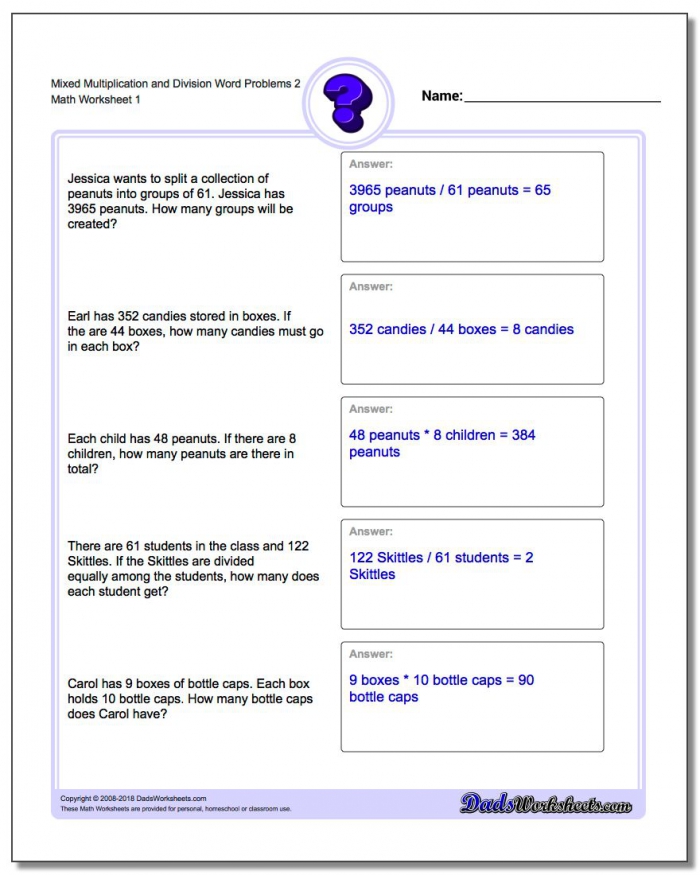Maths Multiplication And Division Worksheets   Free Printable