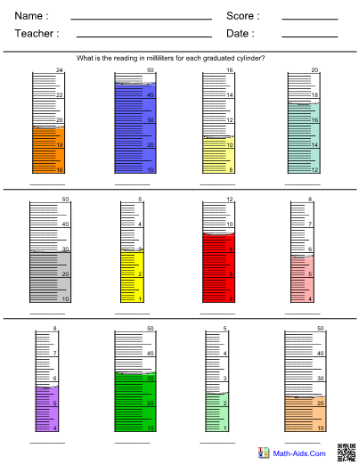Measurement Graduated Cylinder Worksheet