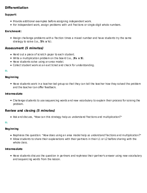 Multiplication Of Mixed Numbers With Area Models