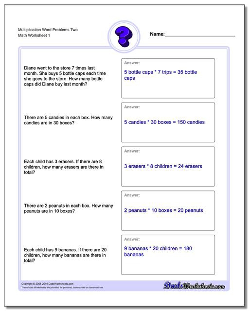  Multiplication Word Problems Worksheets 99Worksheets