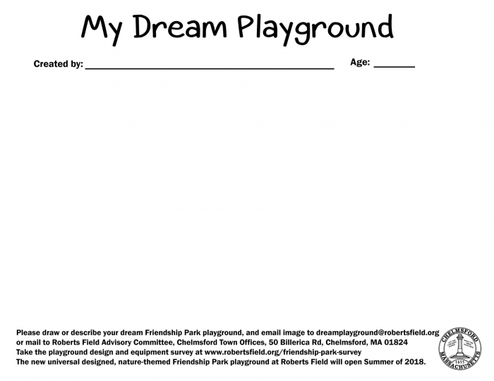 My Dream Playground Worksheet  Roberts Field In Chelmsford  Ma