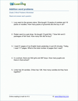 nd grade math word problem worksheets 1