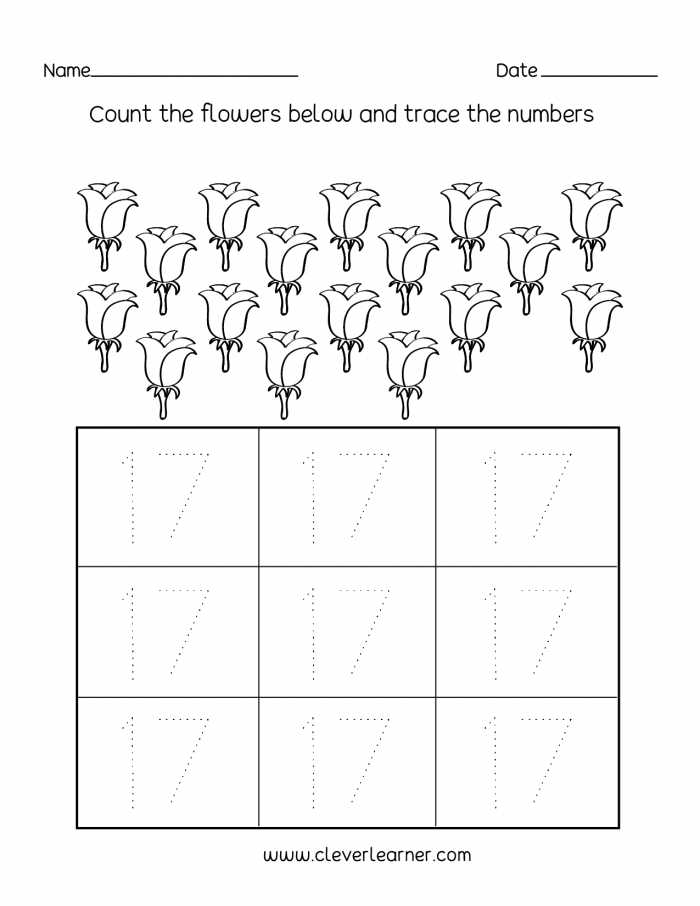 Trace Number 17 Worksheets 99Worksheets