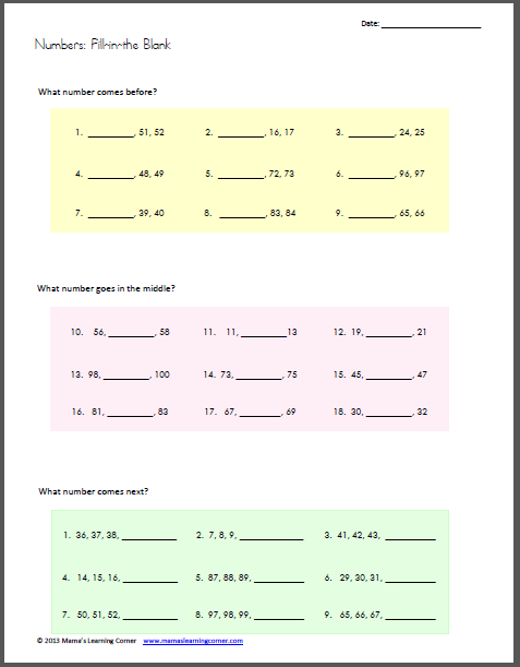 Number Patterns Fill