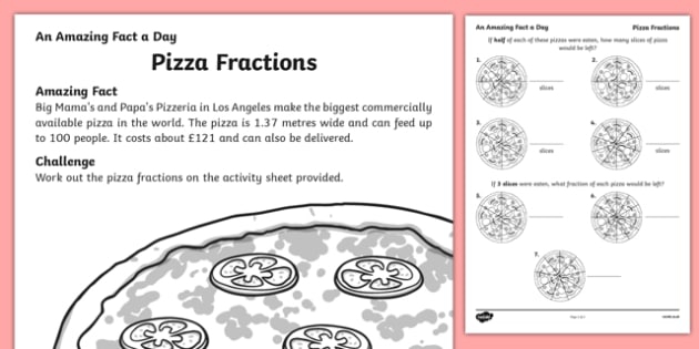 Pizza Fractions Worksheet  Worksheet  Worksheet