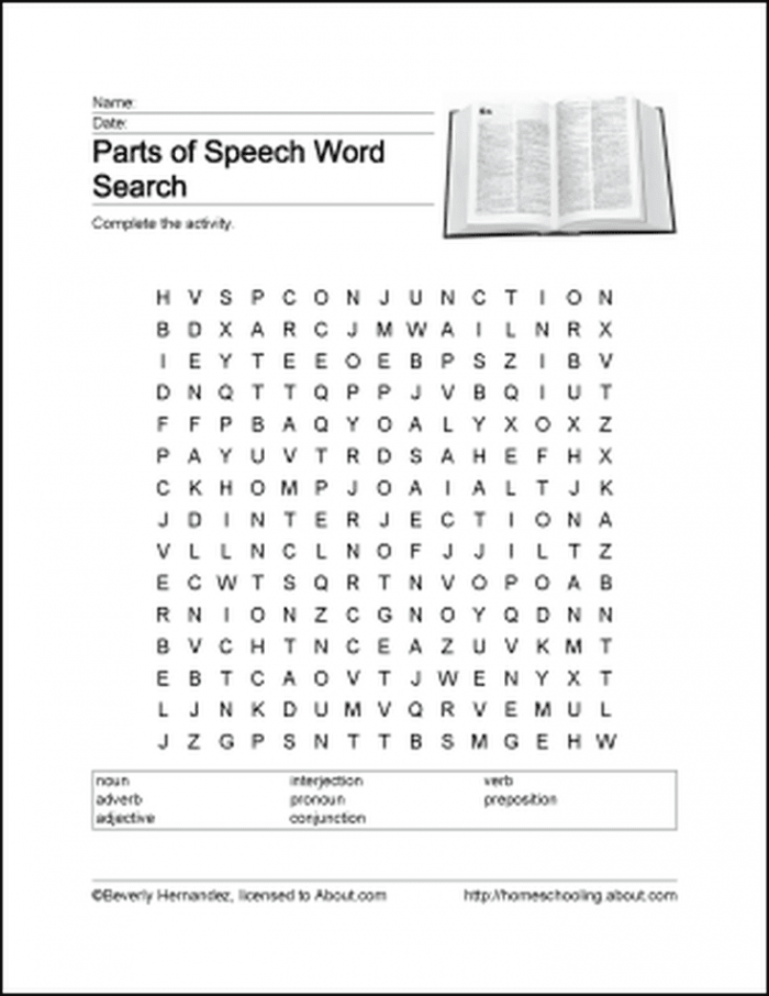 Parts Of Speech Word Hunt Worksheets 99Worksheets