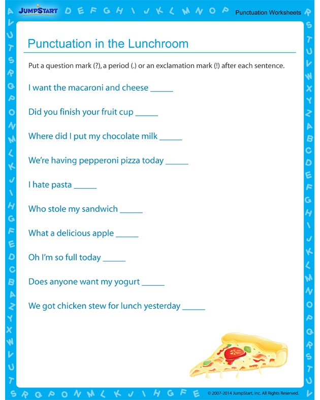 Punctuation In The Lunchroom Worksheet  Free Punctuation