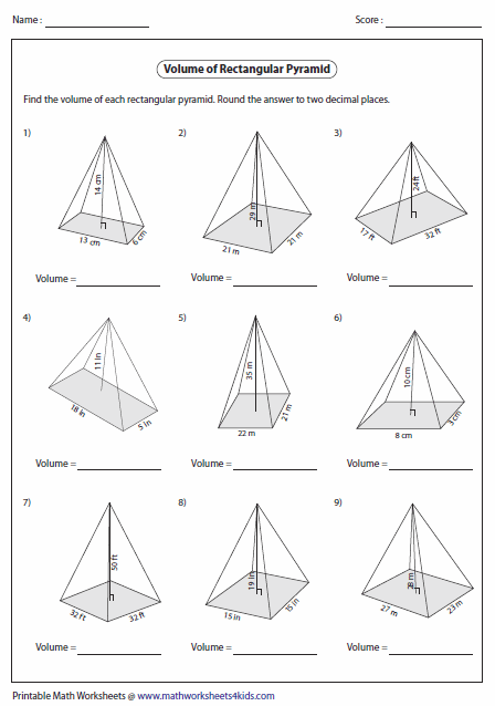 Square Pyramid Worksheets | 99Worksheets