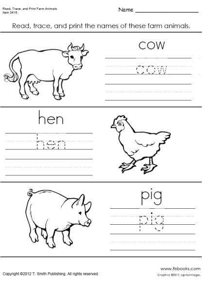 Read  Trace  And Print Farm Animal Friends