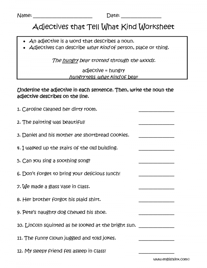 What Is An Adjective Worksheets 99Worksheets